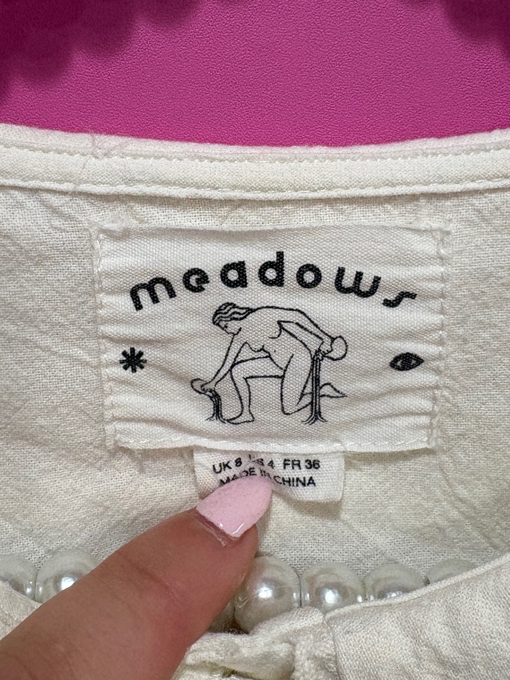 Meadows Foxglove button down shirt floral embroidered collar - Picture 4 of 6